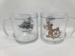 Disney Cruise Line Inaugural Glass MUGS Pair RARE Disney Wonder 1999-2000 DCL - Picture 1 of 4