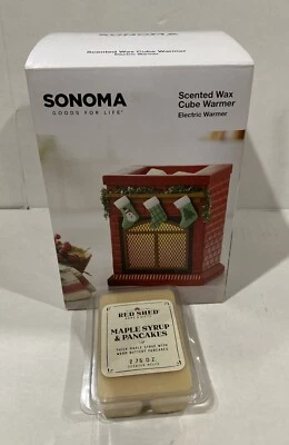 Sonoma Red Fireplace Wax Warmer 6” Tabletop Electric Tart Melt Burner Christmas - Image 1 of 4