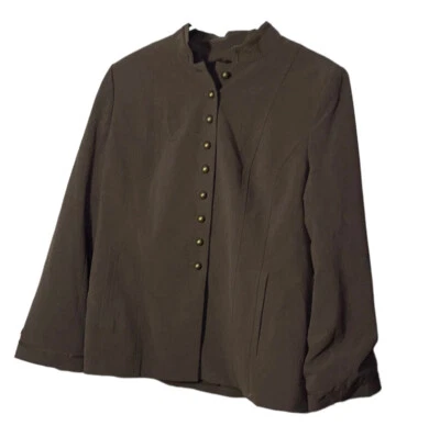 Blazer J. Jill Petite Elástico Talla 12P Marrón Cuello Mandarín Foto 1 de 4