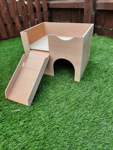 (UPDATED DESIGN)CAGE SIZE GUINEA PIG CASTLE /SHELTER left hand ramp - Picture 1 of 3