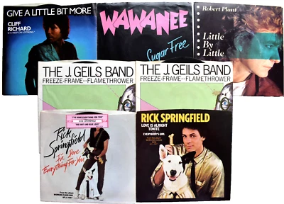 LOT OF 7 1980s 7" RECORDS J GEILS ROBERT PLANT RICK SPRINGFIELD CLIFF RICHARD - Image 1 of 4