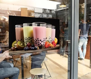 3D Bubble Tea G33 Pearl Tea Shop Window Stickers Vinyl Wall Mural Decals Honey - Picture 1 of 10