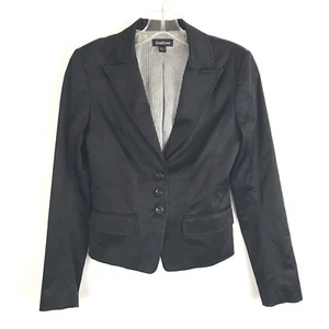 Bebe Womens Blazer Size 4 Black Button Long Sleeve Black Shiny Jacket - Picture 1 of 6