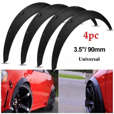 4Pcs 3.5"/90mm Universal Flexible Car Fender Flares Extra Wide Body Wheel Arches - Image 1 of 4