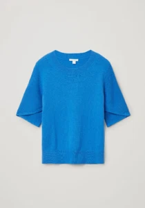 NWT COS Organic Cotton-Wool Mix Twisted Sleeve Knitted Top Size Small Blue - Picture 1 of 12