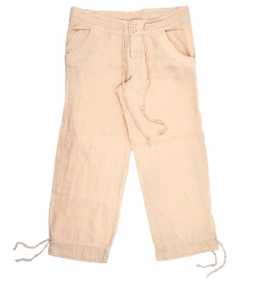 Pantalones capri Charlotte Russe de lino para mujer talla 5/32x24 beige con cordón puño suelto Foto 1 de 4
