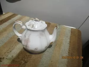 Haviland & Co Limoges Teapot - White Floral - France LID GOOD POT AS IS - Picture 1 of 6