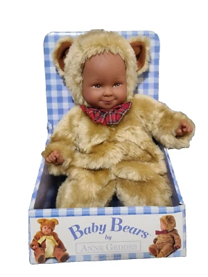 Anne Geddes African American Plush Grinning Toy Doll Baby Teddy Bears 1997 15" - Image 1 of 4
