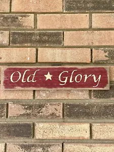 Old Glory With Star Distressed Barnwood Sign - Picture 1 of 10