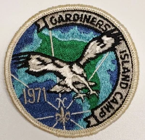 Vintage Gardner Island Camp BSA Boy Scouts America Blue Emblem Patch - Picture 1 of 3