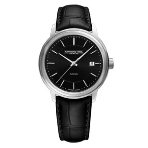 RAYMOND WEIL 2237-STC-20011 Maestro Automatic Leather Black Dial Men's Watch - Picture 1 of 3