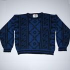 Vintage 80S Inprivate Crewneck Sweater Medium Blue Aztec Grandpa Coog