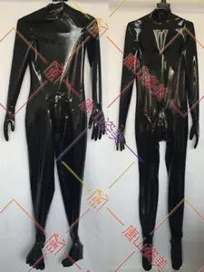 723 schwarz Herren Latex Catsuit mit Zehen Handschuhe Reißverschluss versteckt zwei Kondome maßgeschneidert - Bild 1 von 2