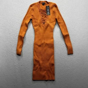 Abito donna Timing piccolo colore arancione bruciato a costine manica lunga nuovo con etichetta - Foto 1 di 12