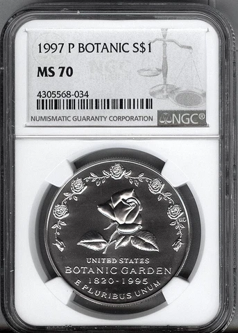 1997-P BOTANIC GARDENS  silver $1 - NGC  -  MS70 Cover