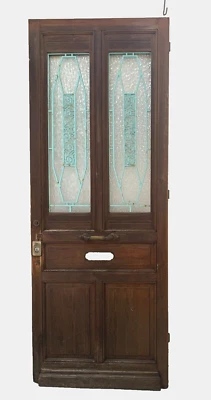 Porte d'entrée de style Art Déco en bois massif XX siècle - Photo 1/4