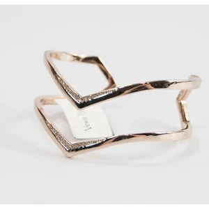 Vera Bradley Rose Gold Sparkling Crystal Chevron Open Cuff Bangle Bracelet NWT - Picture 1 of 7