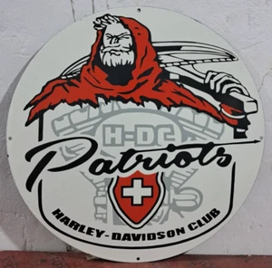 Harley Davidson Patriots Porcelain Enamel Sign 30 x 30 Inches 1 Sided - Picture 1 of 6