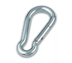 Karabinerhaken DIN 5299 Stahl Silber verzinkt V2A V4A Form C Feuerwehrkarabiner - Bild 1 von 3