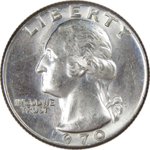 1970 D Washington Quarter BU Uncirculated Mint State 25c US Coin Collectible Cover