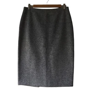 Seed Heritage Skirt Size 12 Grey Stretch Back Zip Slit Linen Blend Stretch - Foto 1 di 9