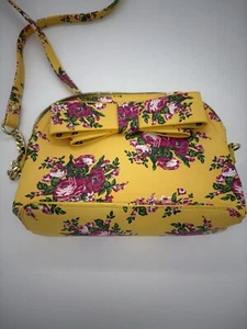 Betsy Johnson Yellow Mini Handbag with Floral Print Spring Purse - Picture 1 of 11