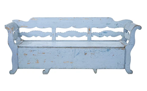 MID 19TH CENTURY LARGE PAINTED SWEDISH BENCH DAY BED Cover