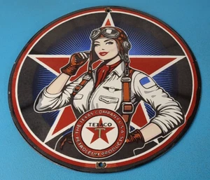 Letrero de gasolina Texaco vintage - piloto de aviación bomba de gas porcelana letrero militar - Imagen 1 de 15