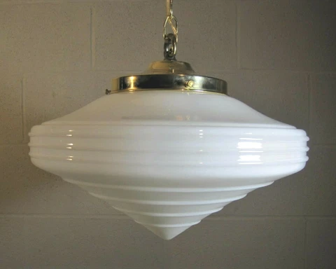 Art Deco Conical Schoolhouse Antique Pendant Fixture & 12 Inch Globe (1 other) Cover