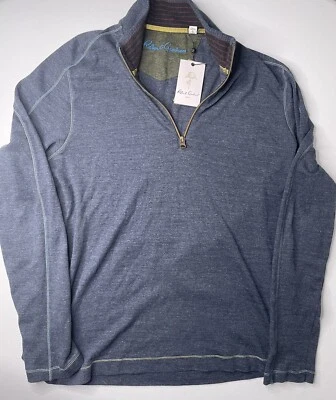 NWT $148 Robert Graham Elia Quarter Zip Pullover Heather Dark Blue Sz. Large L - Image 1 of 4
