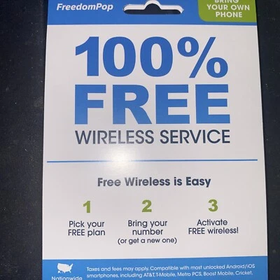 Freedom Pop Bring Your Own Phone SIM Kit Free Wi-Fi Calling 100 Mb Call iPhone - Image 1 of 4