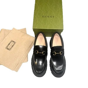 NIB Gucci Magnum Nappa Samoa Horsebit Black Platform Leather Loafer 41.5 US 10.5 - Picture 1 of 10