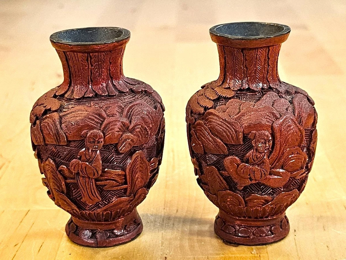 木制红色中国古董花瓶| eBay