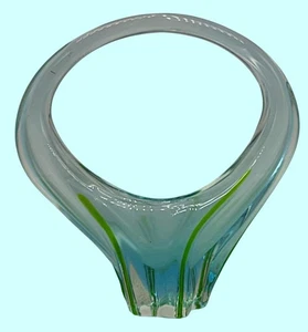 Abstract Glass Murano Vase Handcrafted Basket Bowl Opalescent Venetian JICO 1967 - Picture 1 of 9