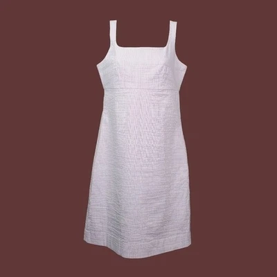 J. Crew Womens Sleeveless White Pink Striped Seersucker Sheath Dress Size 2 NWT - Image 1 of 4