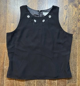Top Adrianna Papell Evening Essentials negro sin mangas con cuentas talla XL forrado - Imagen 1 de 9