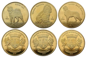SAINT BARTHELEMY – SET OF 3 COINS 1 FRANC 2018–2020 – DOGS – UNC - Picture 1 of 1