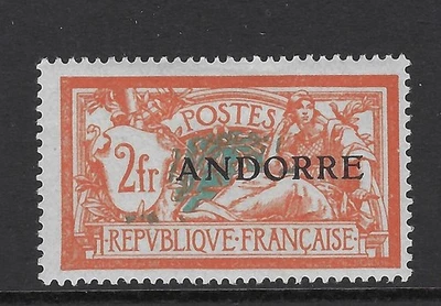 Французская Андорра 1931 2Fr SG F19 ММ Cat. Стоимость 100 фунтов - Изображение 1 из 2