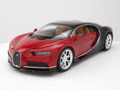 Bugatti Chiron 2017 Nero Rosso Modellino Auto 1:24 Welly - Immagine 1 di 4