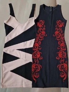 Bundle Of 2 Miss Selfridge Bodycon Dresses. Size 6. 1 X Black 1 X Pink / Black - Picture 1 of 16