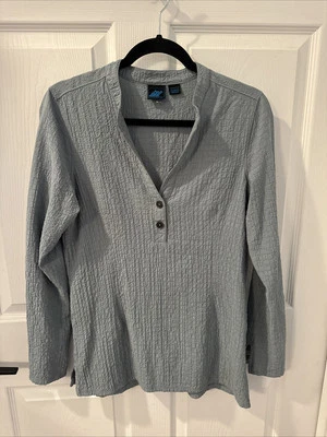 Eastern Mountain sports Textured Henley Women's Size Med  Blue Gray - Image 1 of 4