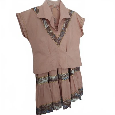 Vintage Mocha Color "Patio Set" Top And Skirt Foto 1 de 4