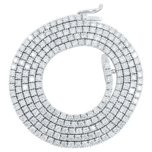 8ct F VS Lab Grown Diamond Tennis Necklace Biker Chain 14k White Gold Over 18in - Picture 1 of 6