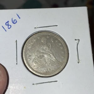 1861 Seated Liberty Quarters Condition EF Great Detail But Has Front Scratch - Picture 1 of 5