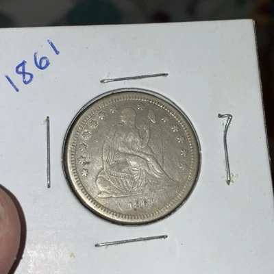 1861 Seated Liberty Quarters Condition EF Great Detail But Has Front Scratch - Image 1 of 4