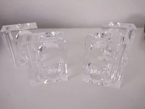 Set Of 4 Pier 1 Napkin Rings Clear Square Art Deco Modern Kitchen Dining - Picture 1 of 4