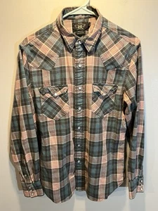 RRL Double RL Ralph Lauren Cotton Plaid Flannel Camp Pearl Snap Shirt Medium - Bild 1 von 9