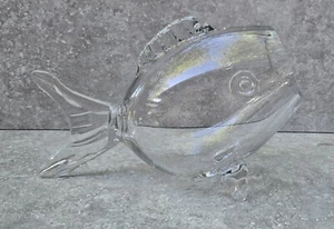 Mid-century Blenko Style Art Blown Glass Fish Vase Bowl Terrarium FREE US SHIP - Picture 1 of 6