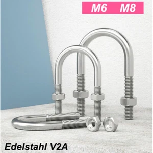 U-Bügelschrauben und Mutter Edelstahl V2A Rohrschellen Klemme Rundstahlbügel - Bild 1 von 7