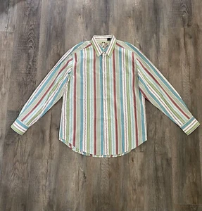 Camicia Robert Graham a righe con polsino e bottoni classica da uomo taglia XL colletto boho - Foto 1 di 17